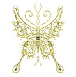 Abstract 3d contour decorative butterfly, openwork metal insect, 3d rendered