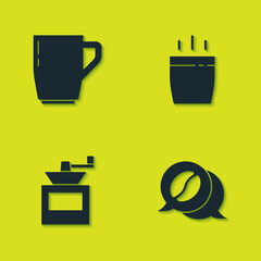 Sticker - Set Coffee cup, and conversation, Manual coffee grinder and icon. Vector