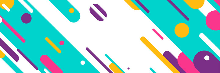 Vector banner with abstract lines and circles. Diagonal dynamic motion