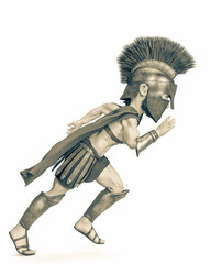 Wall Mural - spartan warrior cartoon in a white background