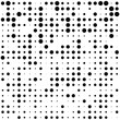 © Sudakarn - Black polka dots random pattern background. Abstract halftone. Vector illustration.