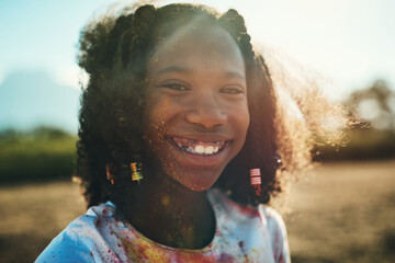 Canvas Print - You know you had fun when youre full of paint. Shot of a teenage girl having fun with colourful powder at summer camp.