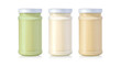 Glass jar can with dairy, dessert, yoghurt, cream, sour cream or sauce