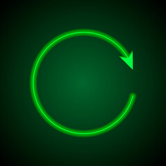 Wall Mural - Loading simple icon, vector. Flat design. Green neon on black background with green light.ai