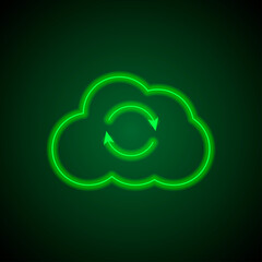Wall Mural - Loading, cloud simple icon vector. Flat design. Green neon on black background with green light.ai