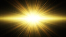 Gold Star, Sun Burst. Golden Glitter Light Effect. Vector Illustration