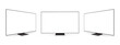 Set of Wide TV Mockup, Front and Side View, Isolated on White Background. Vector Illustration