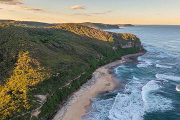 dudley beach - towards newcastle nsw australia. rugged coastline