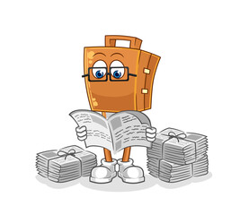 Canvas Print - suitcase head read newspaper cartoon. character vector