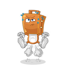 Wall Mural - suitcase head fart jumping illustration. character vector