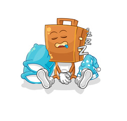 Wall Mural - suitcase head sleeping character. cartoon mascot vector