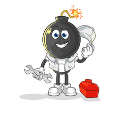 Wall Mural - bomb head mechanic cartoon. cartoon mascot vector