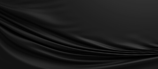 Wall Mural - Abstract black fabric background with copy space 3d render