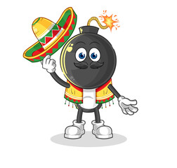 Wall Mural - bomb head Mexican culture and flag. cartoon mascot vector