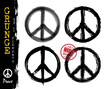Set of peace symbol . Realistic hand drawn with grunge , watercolor and chalk design. The Campaign for Nuclear Disarmament (CND) Sign . Peaceful and hippie pacifist concept . Vector illustration .