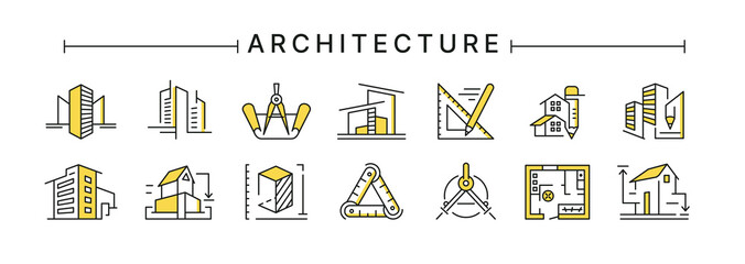 architect buildings. line icons of architecture project for engineer documents and plans. apartment 