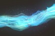 © Queso - ダーク背景にアルコールインクアート）シアンの光るうねり　エネルギー　近未来　黒背景　流れ　水色　夜