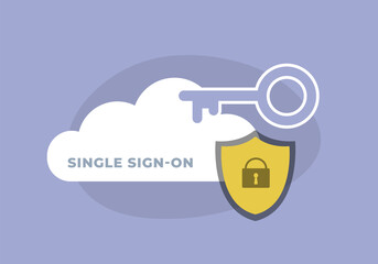 Wall Mural - single sign-on concept. sso authentication scheme to sign in once to access all of their application