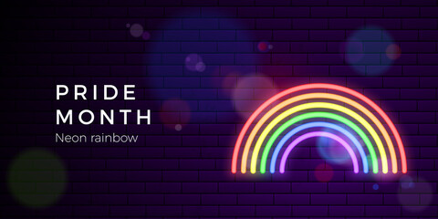 Wall Mural - tolerance day banner. neon glowing rainbow. lgbt tolerance