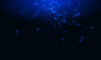 Leinwandbilder - Futuristic background of polygon geometric shape connection. Big data technology visualization concept background.