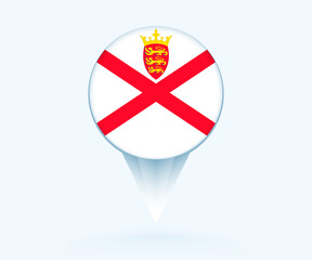 Sticker - Map pointer with flag of Jersey.