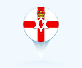 Sticker - Map pointer with flag of Northern Ireland.