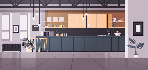 Wall Mural - Modern kitchen interior empty no people house room with furniture horizontal