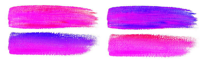 Wall Mural - pink watercolor brush strokes. canvas texture. paint brush. acrylic violet smear set. vector illustr