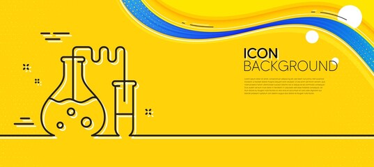 Wall Mural - Chemistry lab line icon. Abstract yellow background. Laboratory flask sign. Analysis symbol. Minimal chemistry lab line icon. Wave banner concept. Vector