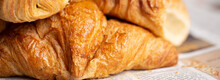 Croissant Macro. French Croissant With Waves. Air Baking. Croissant For Puff Pastry Advertising. Croissant For A Magazine.French Breakfast With Pastries. From Puff Pastry. Bun From France. Roll Macro