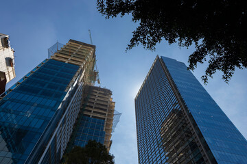 building under construction viewed from below in Mexico Cit