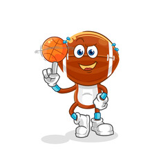 Sticker - rugby head playing basket ball mascot. cartoon vector