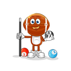 Sticker - rugby head plays billiard character. cartoon mascot vector