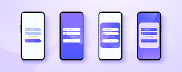Sign up on smartphone screen in application realistic mockup phone.