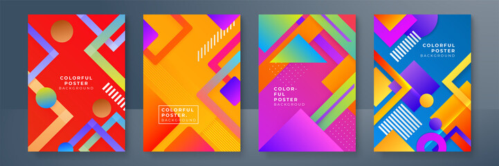 Abstract trendy gradient geometric pattern background texture for poster cover design. Minimal color gradient banner template. Modern vector wave shape for brochure and social media template