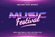 Editable Text Effect Music Festival 3d 80s Template Style Premium Vector