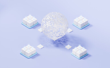 Wall Mural - Digital data sphere with server device, 3d rendering.