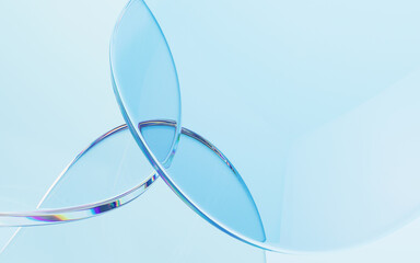 Transparent curve glass, 3d rendering.