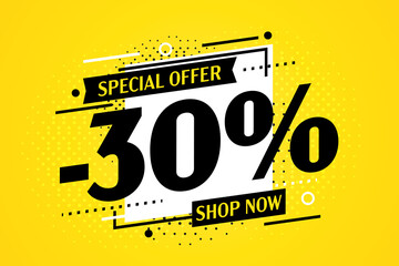 minus 30 percent off special offer discount banner