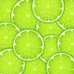 Wall Mural - background of fresh green lime slices. seamless pattern for your design. realistic 3d vector illustr