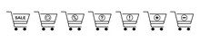 Set Of Shopping Cart Icons And Shopping Carts. Shopping Baskets. Collection Of Icons For Stores, Such As Shopping Carts For Mobile And Online Stores. Stock Vector EPS 10