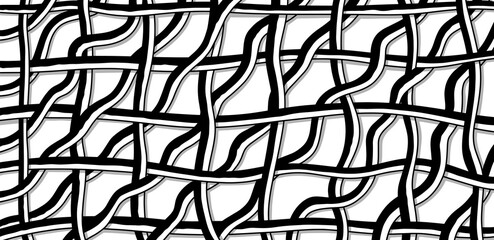 Wall Mural - scattered geometric line shapes. hand drawn doodle elements. abstract background design. vector blac