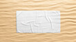 © Alexandr Bognat - Blank white crumpled unfolded big towel mock up, sand background