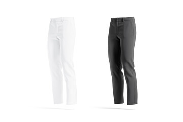 Wall Mural - Blank black and white man pants mock up, side view