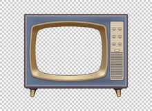 Vector Retro Television Mock Up Isolate On Transparent Grid