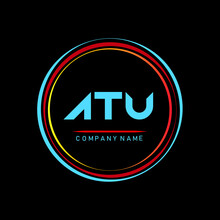 ATU ,A T U Alphabet Design With Creative Circles, ATU Letter Logo Design, ATU Letter Logo Design On Black Background ,Letter ATU Logo With Colorful Circle, Letter Combination Logo Design With Ring