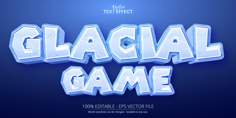 Ice text effect, editable glacial game and cartoon text style