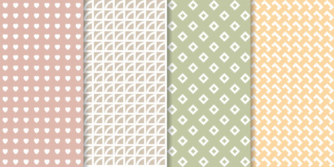 Wall Mural - Set of minimal geometric texture seamless patterns. Repeating simple geometrical shapes backgrounds.