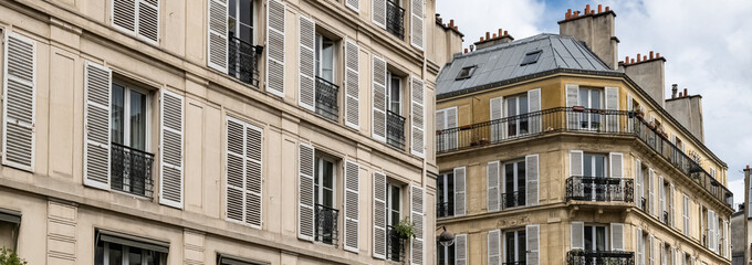 Poster - Paris, typical buildings in the Marais, in the center of the french capital
