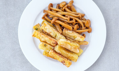 Canvas Print - French fries with mushrooms